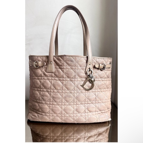 SOLD Dior  leather & coated canvas  Cannage Panarea  bag in Rosata pink / beige - Picture 10 of 10